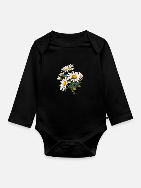 Coole Blumen Gänseblümchen Liebhaber Humor Vintage - Baby Bio-Langarm-Body - Schwarz