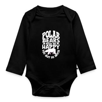 Polar Bear Global Warming Artic Seal hunting Ursus - Organic Longsleeve Baby Bodysuit - black - Front