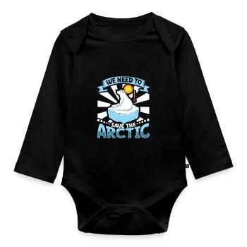 Polar Bear Global Warming Artic Seal hunting Ursus - Organic Longsleeve Baby Bodysuit - black - Front