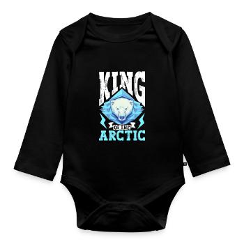 Polar Bear Global Warming Artic Seal hunting Ursus - Organic Longsleeve Baby Bodysuit - black - Front