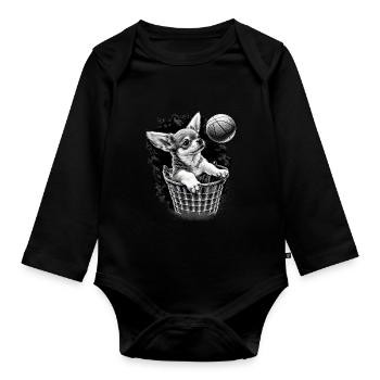 Chihuahua | Basketball Spieler | Sport Dunk | - Baby Bio-Langarm-Body - Schwarz - Vorne