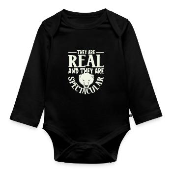 Polar Bear Global Warming Artic Seal hunting Ursus - Organic Longsleeve Baby Bodysuit - black - Front