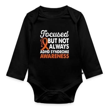 focused, but not always - Organic Longsleeve Baby Bodysuit - black - Front