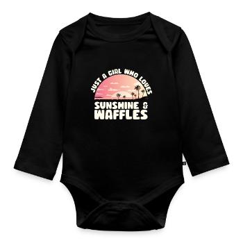 Nur ein Mädchen, das Sonnenschein und Waffeln lieb - Baby Bio-Langarm-Body - Schwarz - Vorne