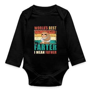 Father World's Best Fart Funny Father's Day Saying - Organic Longsleeve Baby Bodysuit - black - Front