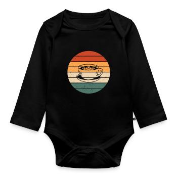 Tasse Cappuccino Rétro - Body Bébé bio manches longues - noir - Devant