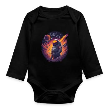 Space Fantasy - Organic Longsleeve Baby Bodysuit - black - Front