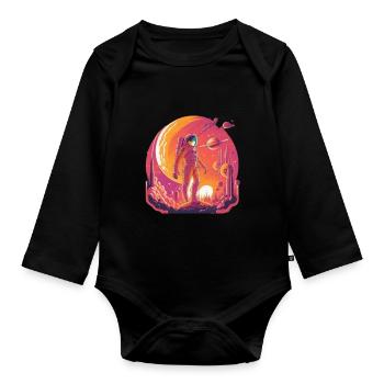 Space Fantasy - Organic Longsleeve Baby Bodysuit - black - Front