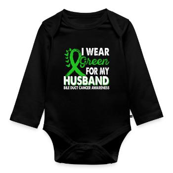 Wear green for Awareness Month for - Organic Longsleeve Baby Bodysuit - black - Front