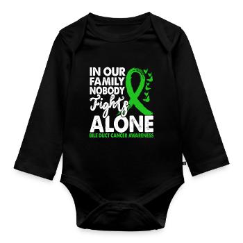No one fights bile duct cancer alone - Organic Longsleeve Baby Bodysuit - black - Front