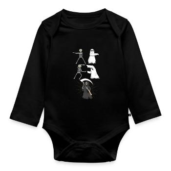 Mort fantôme squelette - Body Bébé bio manches longues - noir - Devant