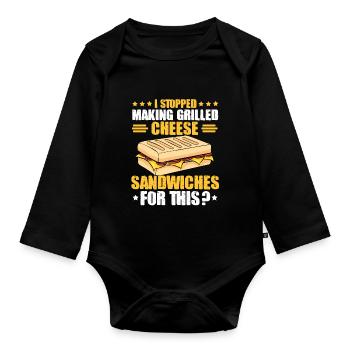 Love Grilled Cheese Men Women - Baby Bio-Langarm-Body - Schwarz - Vorne
