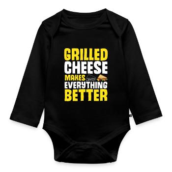 Love Grilled Cheese Men Women - Baby Bio-Langarm-Body - Schwarz - Vorne