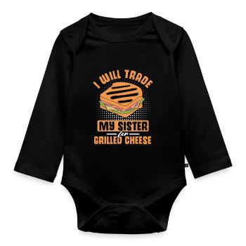 Love Grilled Cheese Men Women - Baby Bio-Langarm-Body - Schwarz - Vorne