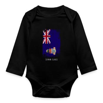 Souvenir avec le drapeau du pays des îles Caïmans - Body Bébé bio manches longues - noir - Devant