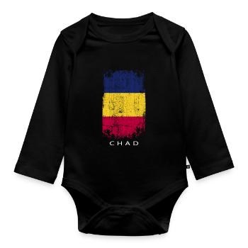 Souvenir with the country flag of Chad - Organic Longsleeve Baby Bodysuit - black - Front