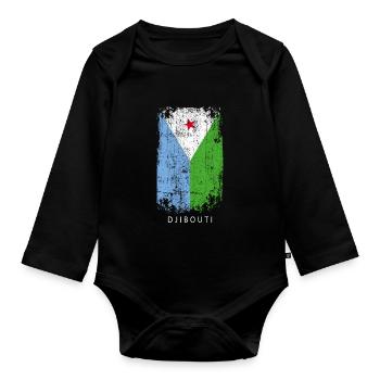 Souvenir with the country flag of Djibouti - Organic Longsleeve Baby Bodysuit - black - Front