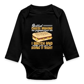 Love Grilled Cheese Men Women - Baby Bio-Langarm-Body - Schwarz - Vorne