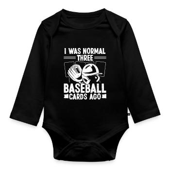 Funny Baseball Card Design - Organic Longsleeve Baby Bodysuit - black - Front