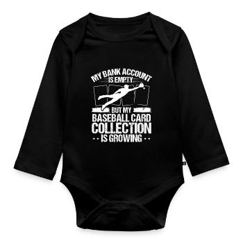 Funny Baseball Card Design - Organic Longsleeve Baby Bodysuit - black - Front