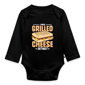 Love Grilled Cheese Men Women - Baby Bio-Langarm-Body - Schwarz - Vorne