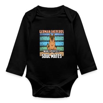 Bergers Allemands Âme Sœur Parfaite Mignonne - Body Bébé bio manches longues - noir - Devant