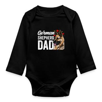 Berger allemand papa mignon amoureux des animaux de compagnie - Body Bébé bio manches longues - noir - Devant