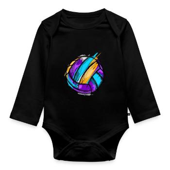 Volleyball - Baby Bio-Langarm-Body - Schwarz - Vorne