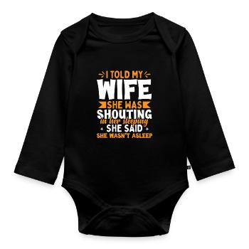 Lustige Ehefrau Ehemann Papa Vatertag - Baby Bio-Langarm-Body - Schwarz - Vorne