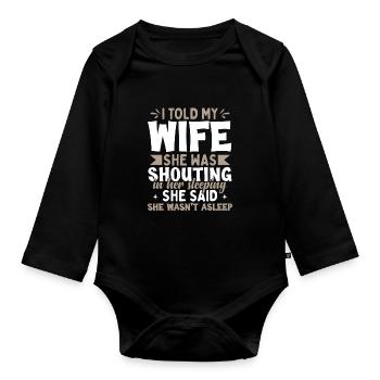 Wife Husband Joke - Organic Longsleeve Baby Bodysuit - black - Front