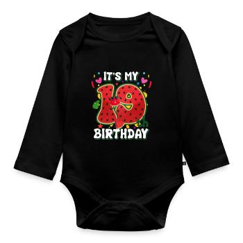 19th Birthday Watermelon Summer Gift - Organic Longsleeve Baby Bodysuit - black - Front