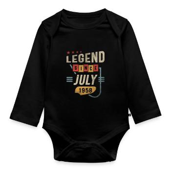 65 Years Old Legend Since July 1958 65th Birthday - Organic Longsleeve Baby Bodysuit - black - Front