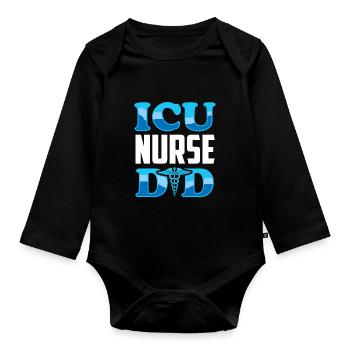 Intensive Care Nurse Dad Intensive Care - Organic Longsleeve Baby Bodysuit - black - Front