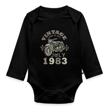 Born in July 1983 40 years old motorcycle - Organic Longsleeve Baby Bodysuit - black - Front