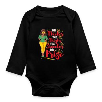 Women Black History Juneteenth Freedom Day - Organic Longsleeve Baby Bodysuit - black - Front