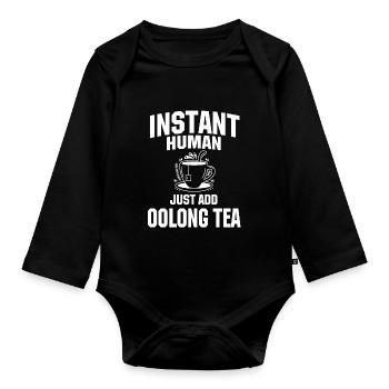 Instant Human: Il suffit d’ajouter du thé oolong - Body Bébé bio manches longues - noir - Devant