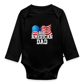 All American Dad - Organic Longsleeve Baby Bodysuit - black - Front