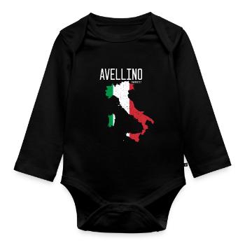 Avellino Italy Italian flag map Italia - Organic Longsleeve Baby Bodysuit - black - Front