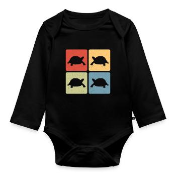 Reptile Retro Turtle Vintage Tortoise - Organic Longsleeve Baby Bodysuit - black - Front