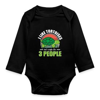 Retro Turtle I Like Tortoises And Maybe Like 3 Peo - Baby Bio-Langarm-Body - Schwarz - Vorne
