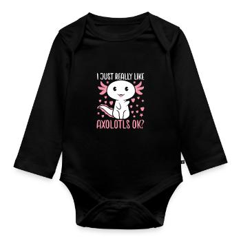 Axolotl Salamandre mexicaine Drôle Axolotl - Body Bébé bio manches longues - noir - Devant