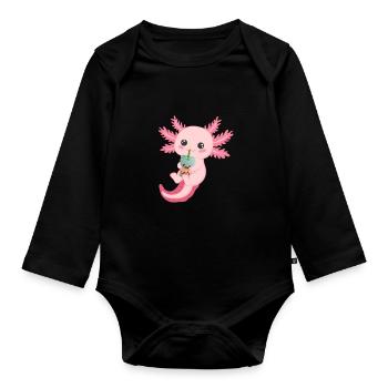 Axolotl Salamandre mexicaine Drôle Axolotl - Body Bébé bio manches longues - noir - Devant
