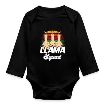 Lama Squad Llama Dictons Lamas Animal Lamas - Body Bébé bio manches longues - noir - Devant