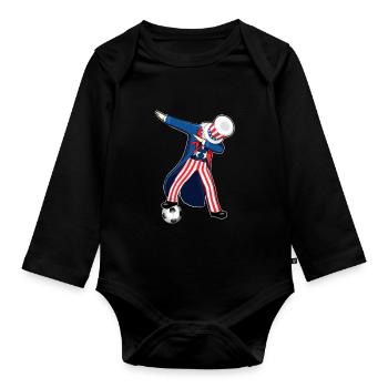 4. Juli Dabbing US Football - Baby Bio-Langarm-Body - Schwarz - Vorne