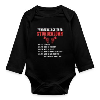 Lackierer Autolackierer Stundenlohn Fahrzeuglackie - Baby Bio-Langarm-Body - Schwarz - Vorne