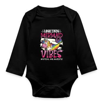 Einhorn Meerjungfrau Mermicorns - Baby Bio-Langarm-Body - Schwarz - Vorne
