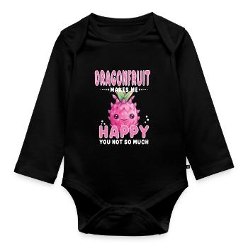 Dragon Fruit Kawaii - Organic Longsleeve Baby Bodysuit - black - Front