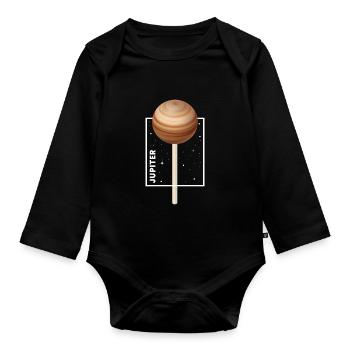 Jupiter Lollipop Planète Espace - Body Bébé bio manches longues - noir - Devant