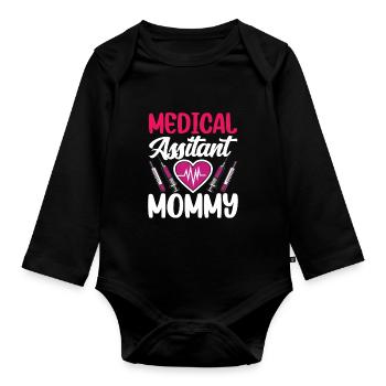 Assistante médicale Maman Profession médicale - Body Bébé bio manches longues - noir - Devant