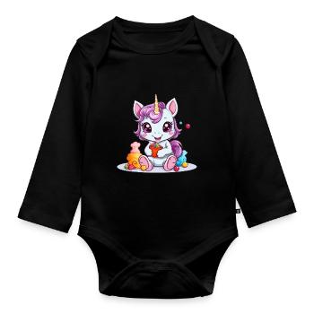 EINHORN SÜßIGKEITEN - Baby Bio-Langarm-Body - Schwarz - Vorne